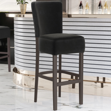 LUCA FULL | Gastro Barhocker | Samt | Holz | Schwarz