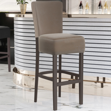LUCA FULL | Gastro Barhocker | Samt | Holz | Taupe