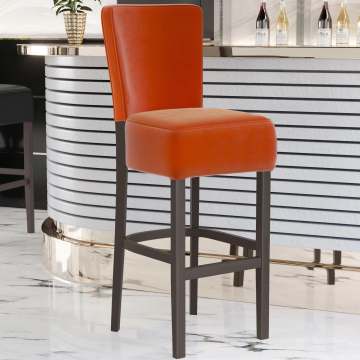 LUCA FULL | Gastro Barstol | Velour | Træ | Orange