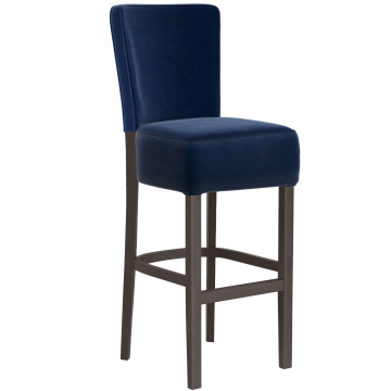 LUCA FULL | Tabouret de bar gastro | Velours | Bois | Bleu