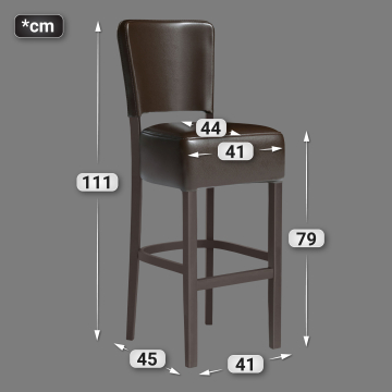 LUCA | Horeca Barkruk | Leer | Hout | Bruin | Met rugleuning