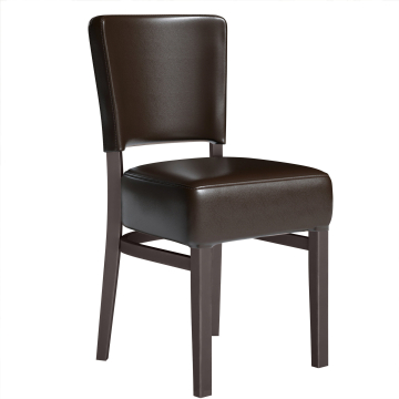 LUCA SMALL | Chaise de restaurant en cuir | Marron foncé | Cuir