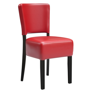 LUCA STEEL | Restaurant Chair | Red | Leather