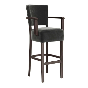 Tabouret de bar LUCA ARM | Velours | Gris