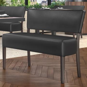 LUCA | Diner Bank | Zwart | B:H 120 x 83 cm | Leer