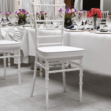 LUCIANA CLASSIC | Chaise de mariage + Coussin d'assise | Blanc | Plastique | Empilable