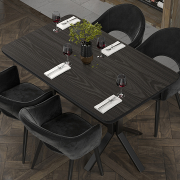 LUGANO | Bistro Tischplatte | Schweizer Kante | B:T 120 x 70 cm | Schwarz | Quadratisch