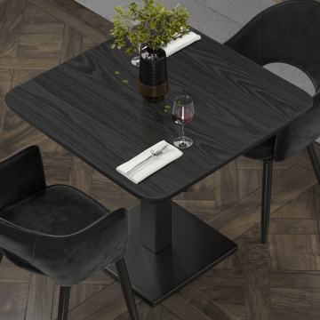 LUGANO | Bistro Tischplatte | Schweizer Kante | B:T 70 x 70 cm | Schwarz | Quadratisch