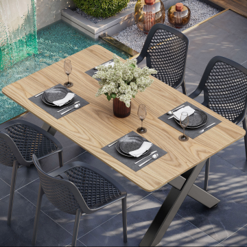 LUGANO | Gastro Terrassen Bordskiva | B:T 120 x 70 cm | Ek | Fyrkantig