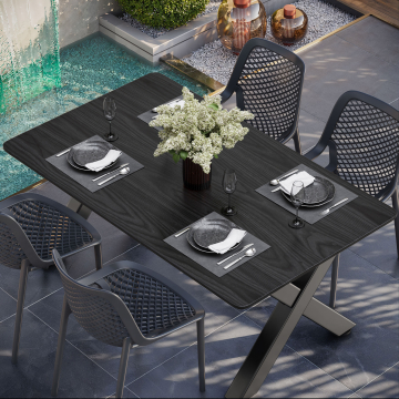 LUGANO | Gastro Terrass Bordskiva | B:T 60 x 60 cm | Svart | Fyrkantig