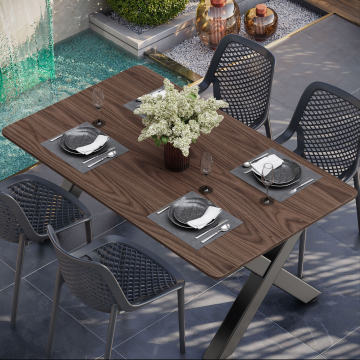 LUGANO | Gastro Terrassen Bordplatta | B:T 120 x 70 cm | Valnöt | Kvadratisk