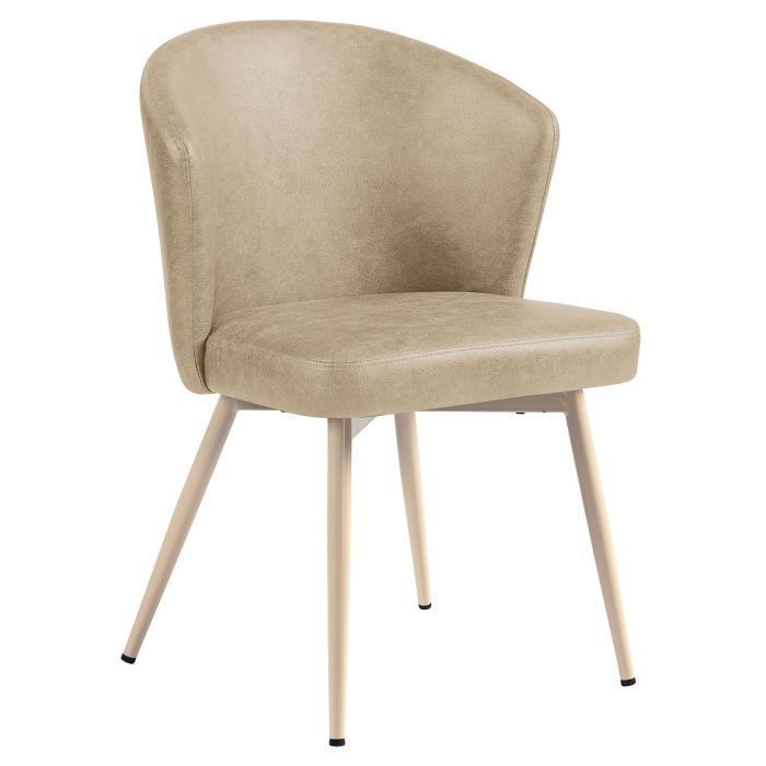 Lynn | Hotel Stuhl | Beige | Leder | Gestell Weiß