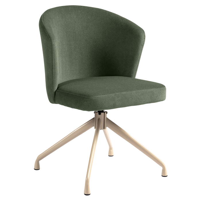 Lynn | Fauteuil d'hôtel | Vert | Velours | Piètement pivotant | Structure blanche