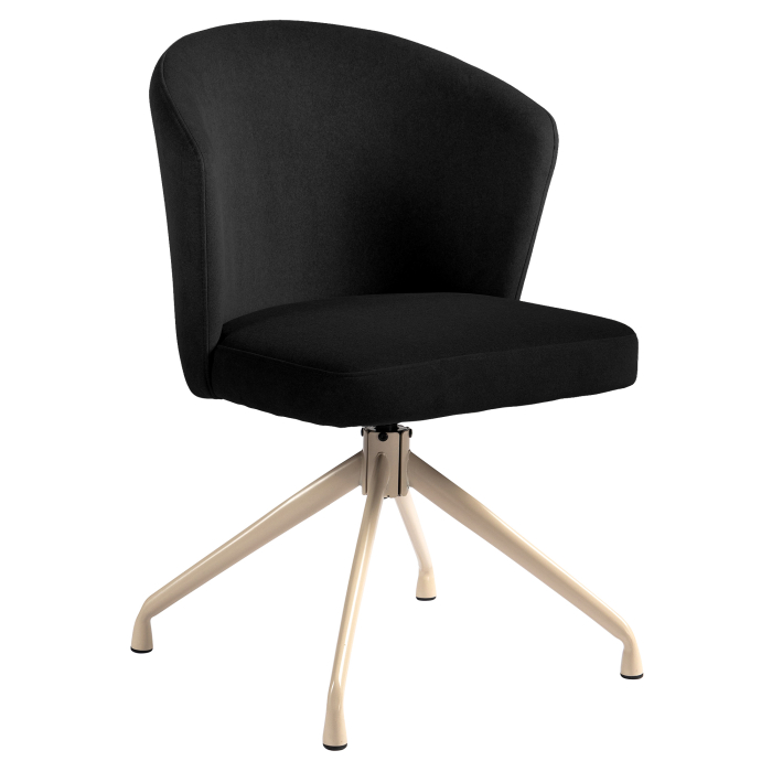 Lynn | Hotel Stuhl | Schwarz | Samt | Drehfuß | Gestell Weiß