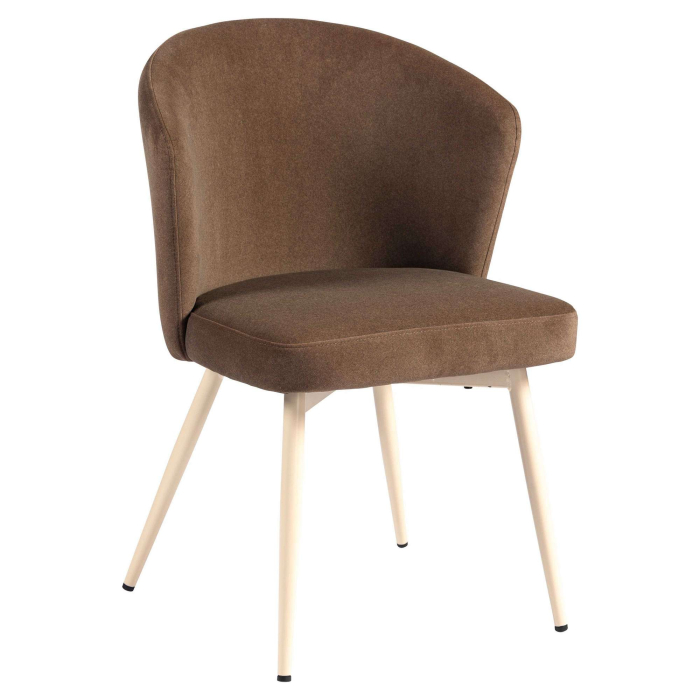 Lynn | Silla de hotel | Marrón | Terciopelo | Estructura blanca