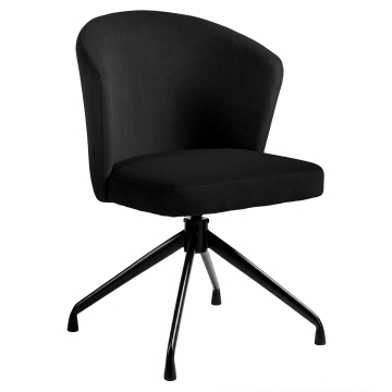 Lynn | Fauteuil d'hôtel | Noir | Velours | Pivotant | Structure noire