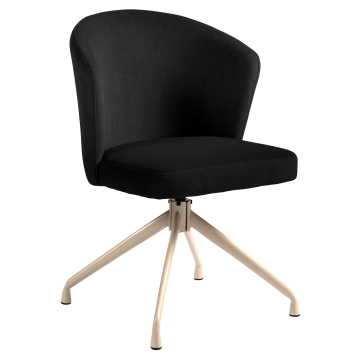 Lynn | Silla de hotel | Negra | Terciopelo | Base giratoria | Estructura blanca
