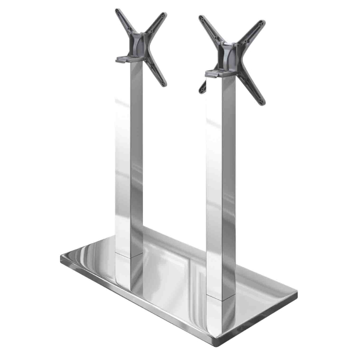 MADRID | Estructura de mesa de bar doble Bistro | Acero inoxidable | Altura: 105 cm | Columna: 8 x 8 cm | Base: 40 x 70 cm | Plegable
