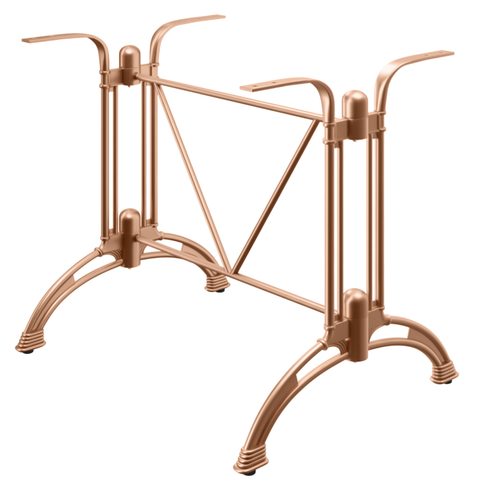 MALAGA | Bistro Doppel Tischgestell | Kupfer | 2 Fuß: 90 x 60 cm | Säule: 72 cm | Guss Optik