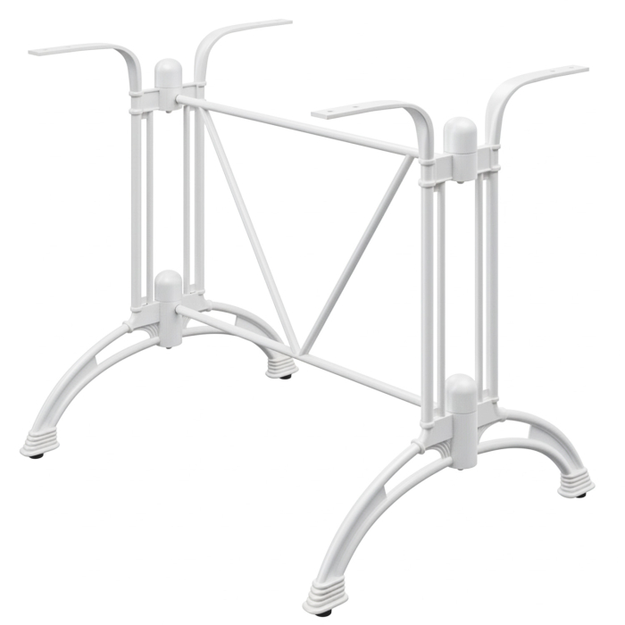 MALAGA | Bistro Doppel Tischgestell | Weiß | 2 Fuß: 90 x 60 cm | Säule: 72 cm | Guss Optik
