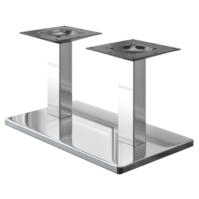 MADRID | Bistro Lounge Doppel Tischgestell | Edelstahl | Höhe: 36 cm | Säule: 8 x 8 cm | Fuß: 40 x 70 cm