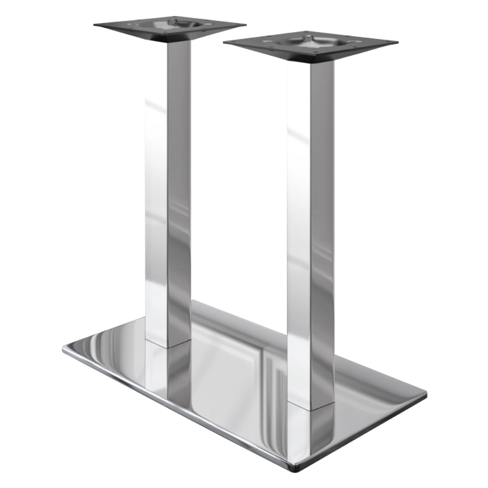 MADRID | Bistro Doppel Stehtischgestell | Edelstahl | Höhe: 104 cm | Säule: 6 x 6 cm | Bodenplatte: 40 x 70 cm