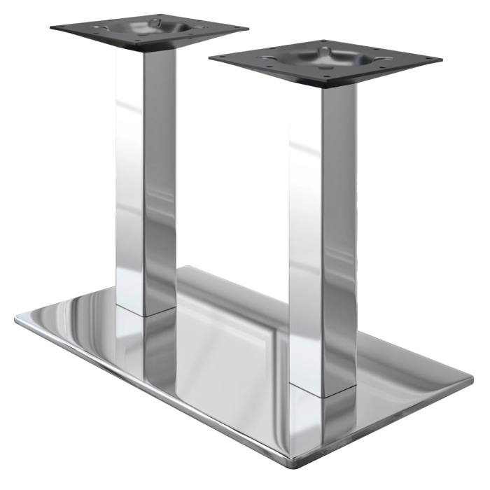 MADRID | Bistro Double Table Frame | Stainless Steel | Height: 71 cm | Column: 6 x 6 cm | Base Plate: 40 x 70 cm