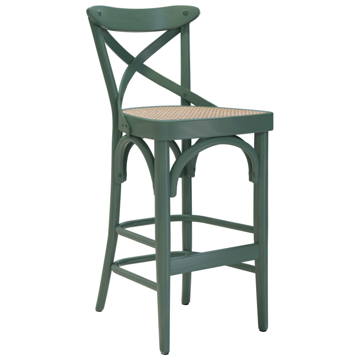 Maudez | Sgabello Barhocker in Legno / Intreccio | Verde | Legno Curvato