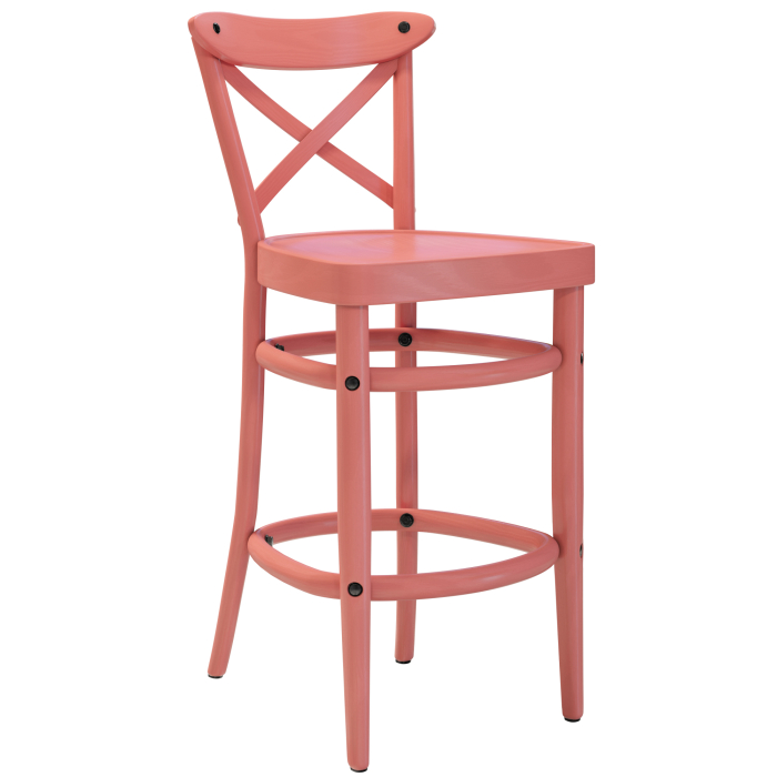 MAUDEZ | Tabouret de bar en bois cintré | Bois | Rose | Bois cintré