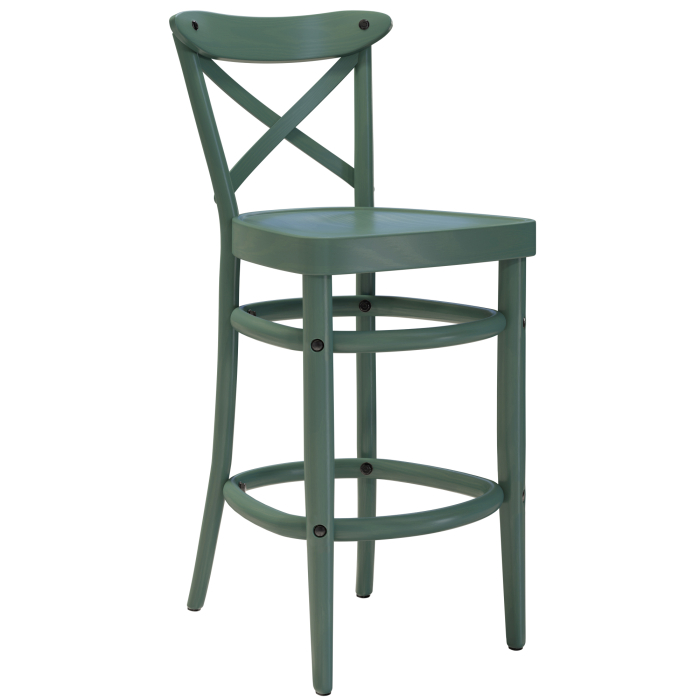 MAUDEZ | Tabouret de bar en hêtre | Bois | Vert | Bois courbé