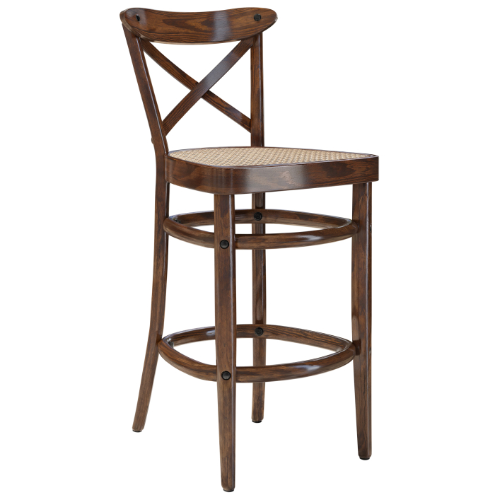 MAUDEZ | Bugholz Barstol | Rattan Flet | Valnød | Bugholz