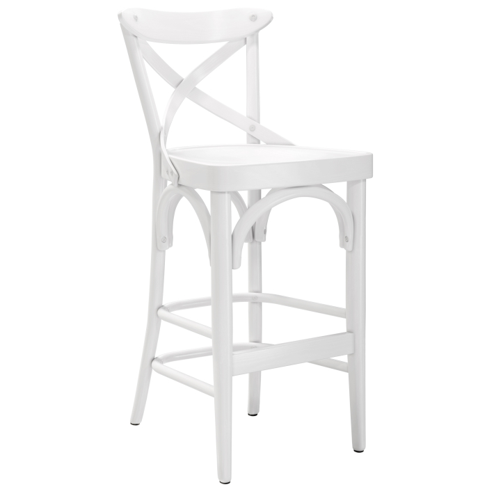 Maudez | Sgabello Barhocker in Legno | Bianco | Legno Curvato