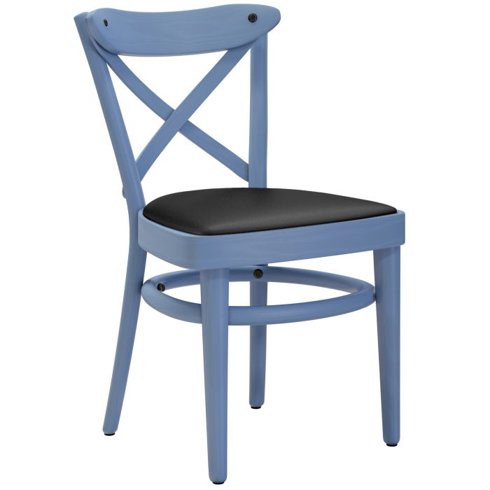 MAUDEZ | Chaise en bois courbé | Bois / Cuir | Bleu | Bois courbé