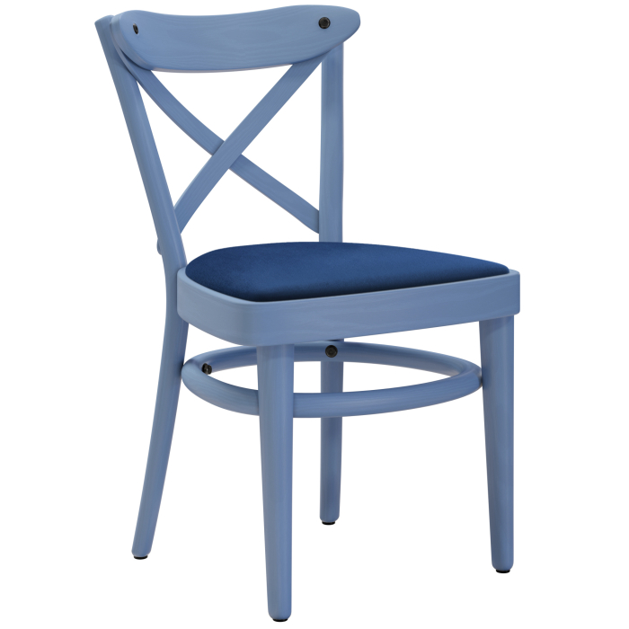 MAUDEZ | Chaise en bois courbé | Bois / Velours Bleu | Bleu | Bois courbé