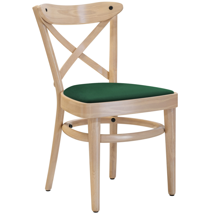 MAUDEZ | Chaise en bois courbé | Bois / Velours vert | Chêne | Bois courbé