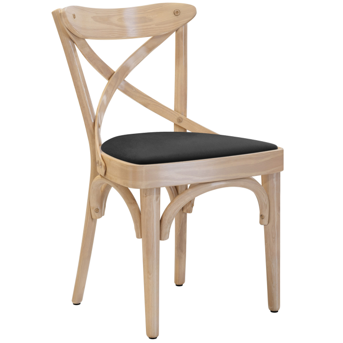 Maudez | Bugholzstoel | Hout / Fluweel | Eik / Zwart | Bugholz