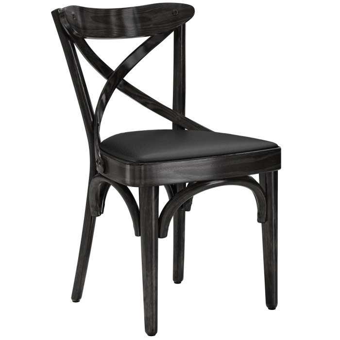 Maudez | Fauteuil en hêtre cintré | Bois / Cuir | Noir | Hêtre cintré