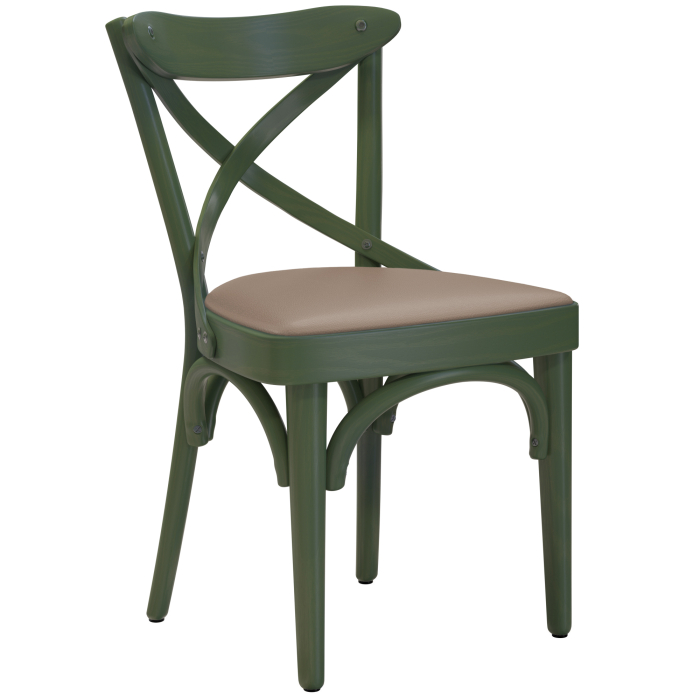 Maudez | Bentwood Chair | Wood / Leather | Olive Green / Taupe | Bentwood