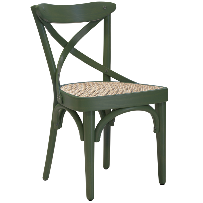 Maudez | Bentwood chair | Wood / Wicker | Olive Green | Bentwood