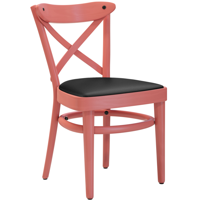 MAUDEZ | Chaise en bois courbé | Bois / Cuir | Rose | Bois courbé