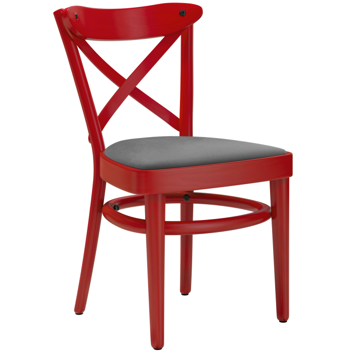 MAUDEZ | Sedia in legno curvato | Legno / Velluto Grigio | Rosso | Legno curvato