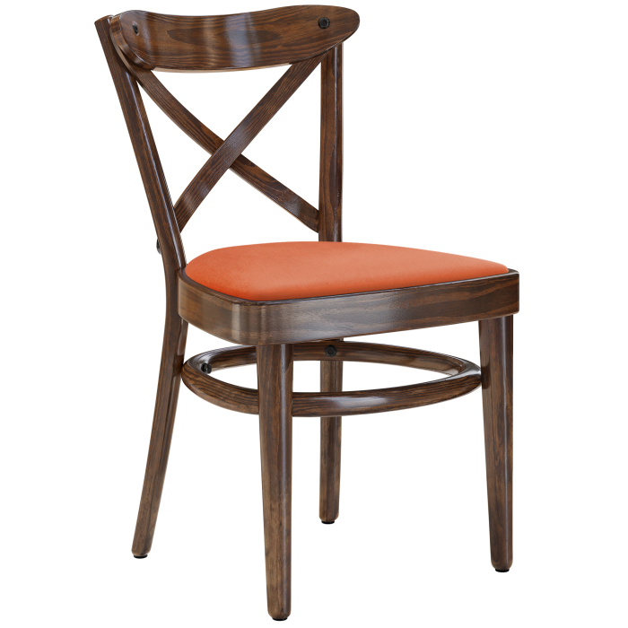 MAUDEZ | Bugwoodstol | Træ / Samt Orange | Valnød | Bugwood