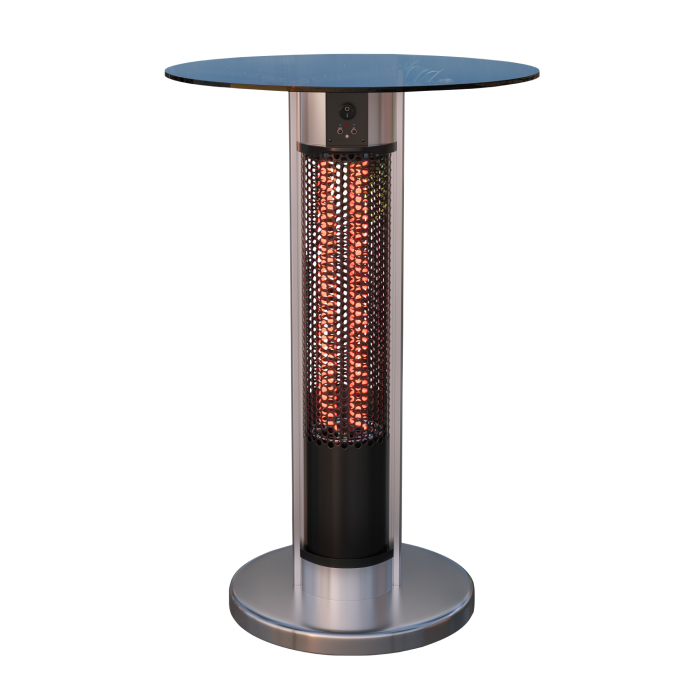 MARA | Glas Stehtisch Heiz Strahler | Ø 70 cm | 800 & 1600W | Infrarot / Elektro | 2 Heizstufen