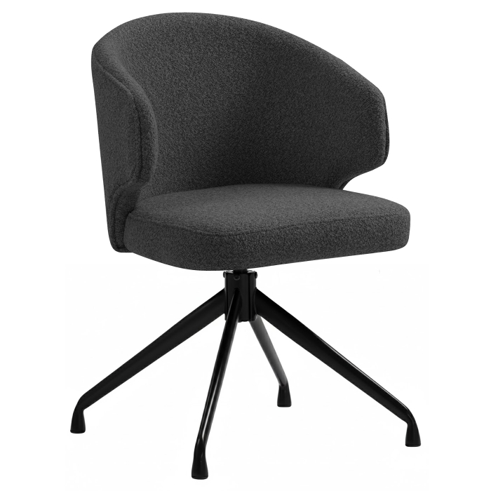 Marie | Hotel Chair | Dark Gray | Teddy Fabric | Swivel Base