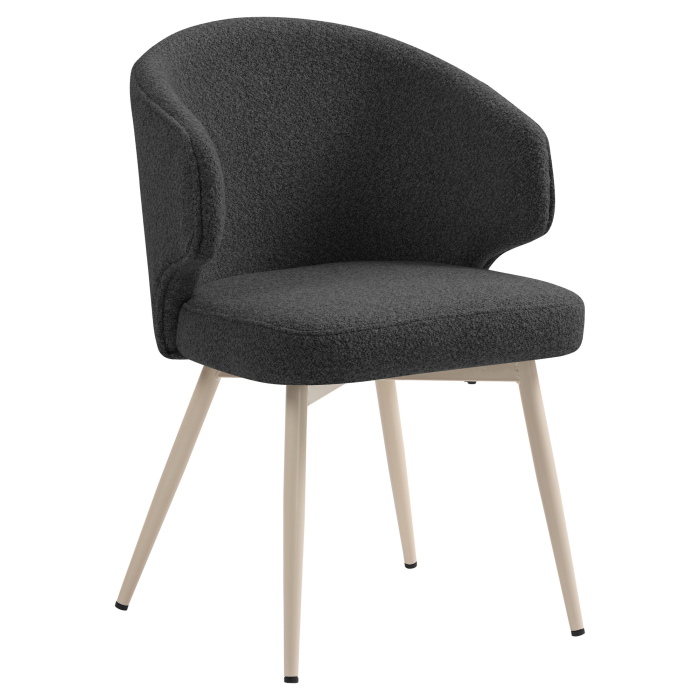 Marie | Hotel Stuhl | Dunkel Grau | Teddystoff | Gestell Weiß