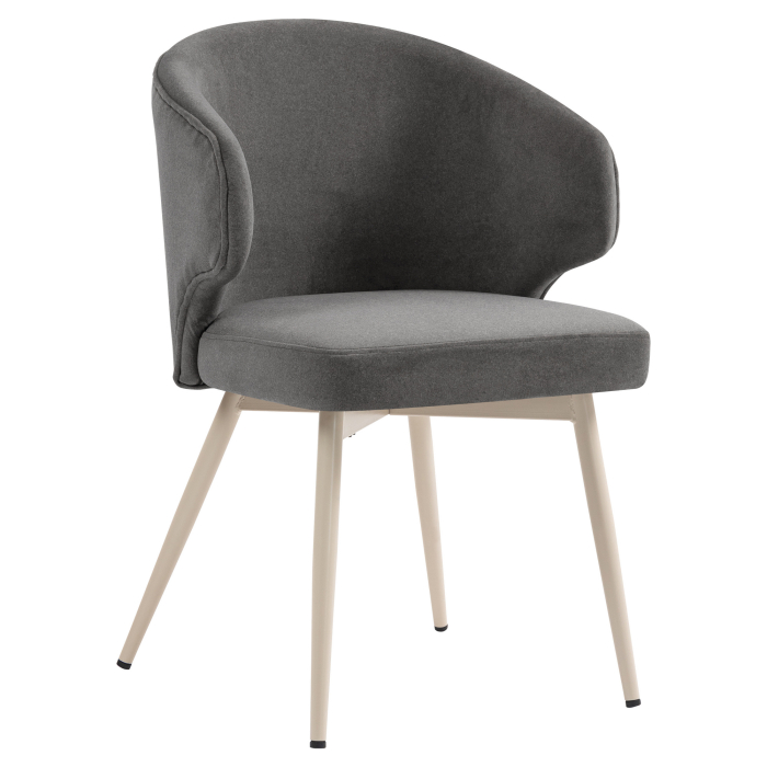 Marie | Hotel Stuhl | Grau | Samt | Gestell Weiß