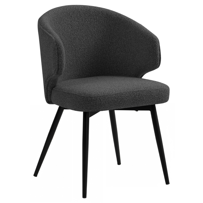 Marie | Hôtel Chaise | Gris Foncé | Tissu en Peluche