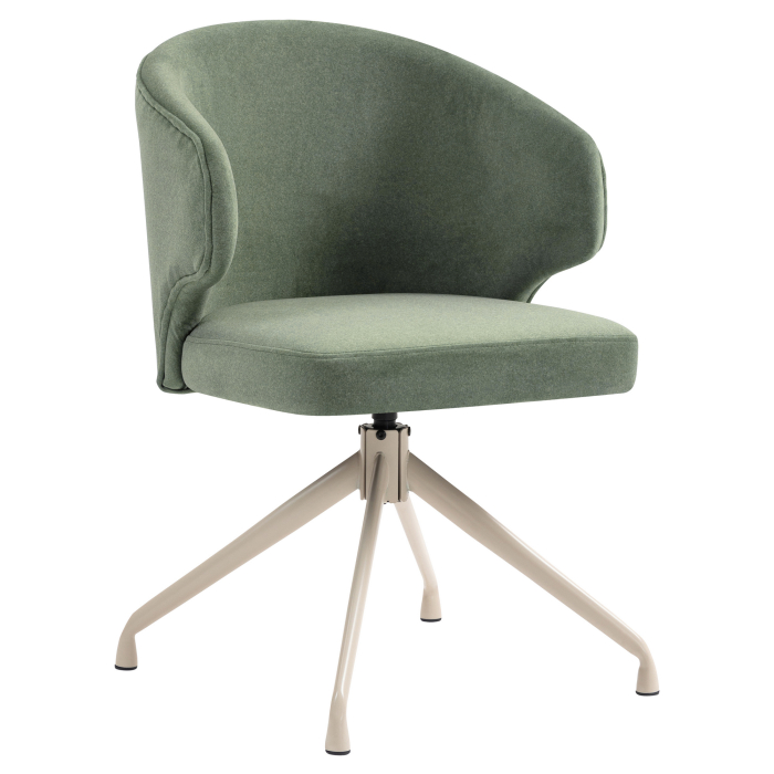 Marie | Hotellituoli | Vihreä | Sametti | Pyörivä jalusta | Valkoinen runko