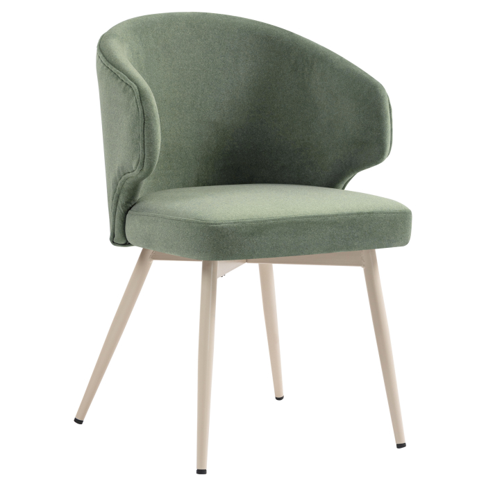 Marie | Hotel Stuhl | Grün| Samt | Gestell Weiß