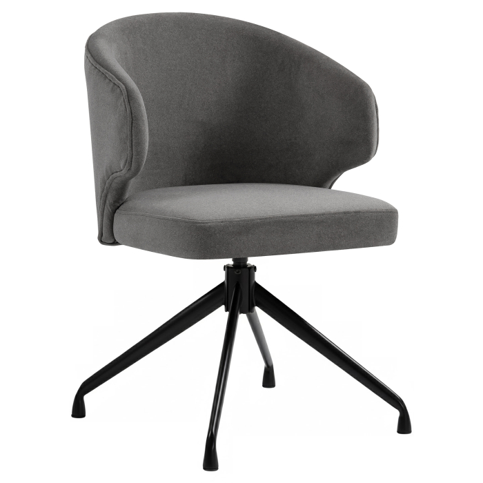 Marie | Hotel Krzesło | Szary | Aksamit | Obrotowa podstawa